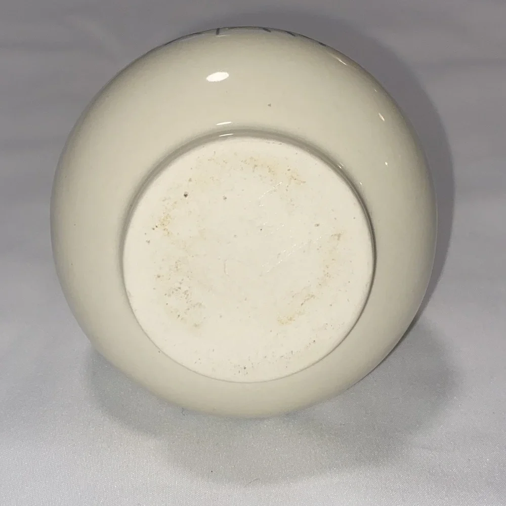 Petite Bud Vase, Small Floral Detail on‎ Each Side, blue Band 1980s